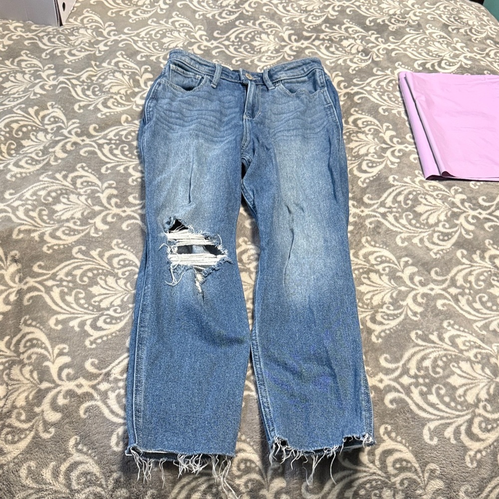 Hollister Light Blue Distressed Straight Leg Jeans